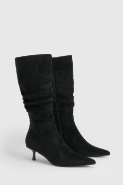 boohoo Bottes Hautes À Effet Daim Froncé< Bottes|Bottes En Daim