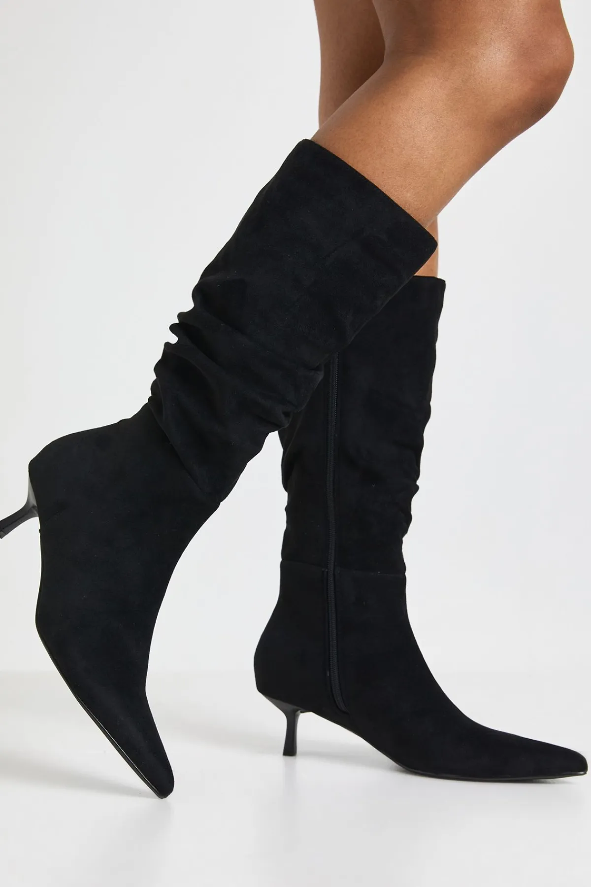 boohoo Bottes Hautes À Effet Daim Froncé< Bottes|Bottes En Daim