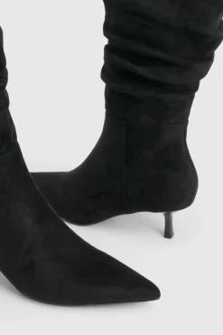 boohoo Bottes Hautes À Effet Daim Froncé< Bottes|Bottes En Daim