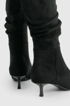 boohoo Bottes Hautes À Effet Daim Froncé< Bottes|Bottes En Daim
