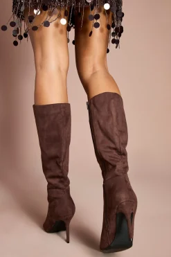 Coast Bottes Hautes Eleanor en Daim Synthétique à Effet Croco et Talon Stiletto< Bottes|Bottes En Daim
