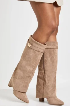 Bottes Hautes en synthétique à Revers avec Boucles