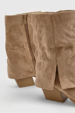 boohoo Bottes hautes en synthétique-suède à pli repliable< Bottes|Bottes En Daim