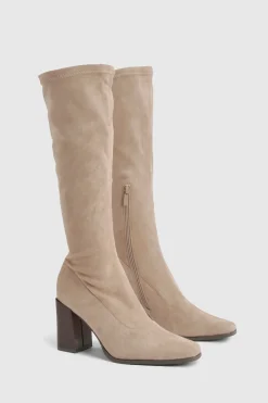 Bottes Hautes en synthétique à Talon Bloc Empilé