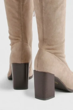 Bottes Hautes en synthétique à Talon Bloc Empilé