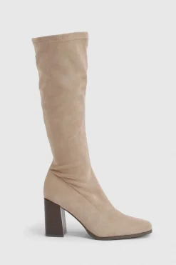 Bottes Hautes en synthétique à Talon Bloc Empilé