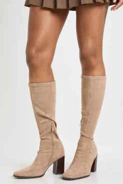 Bottes Hautes en synthétique à Talon Bloc Empilé