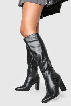 boohoo Bottes hautes à genou à bout pointu et à coupe ample< Bottes|Bottes Hautes