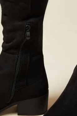 Bottes Hautes Hannah Coupe Large à Bout Amande et Talon Bas avec Élastique Arrière