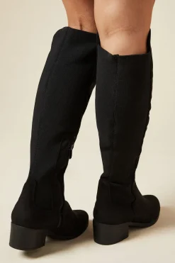 Bottes Hautes Hannah Coupe Large à Bout Amande et Talon Bas avec Élastique Arrière
