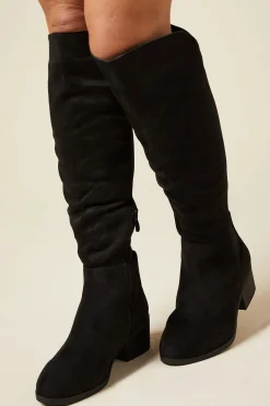Bottes Hautes Hannah Coupe Large à Bout Amande et Talon Bas avec Élastique Arrière