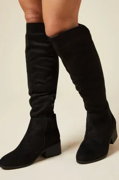 Bottes Hautes Hannah Coupe Large à Bout Amande et Talon Bas avec Élastique Arrière