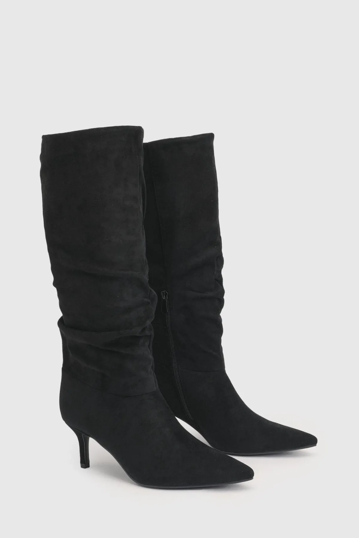 boohoo Bottes Hautes À Hauteur Genou Slouchy À Talon Moyen< Bottes|Bottes Hautes