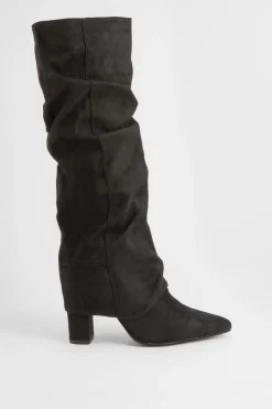 boohoo Bottes hautes jusqu'au genou à revers décontractées en synthétique< Bottes|Bottes En Daim