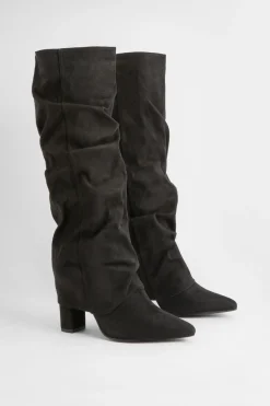 boohoo Bottes hautes jusqu'au genou à revers décontractées en synthétique< Bottes|Bottes En Daim