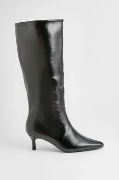 Bottes hautes jusqu'aux genoux à bout pointu et à talon bas en synthétique