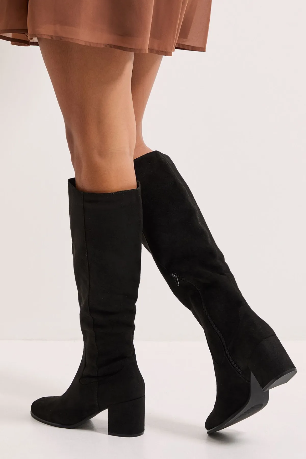 Dorothy Perkins Bottes Hautes Keeley Coupe Large Bout Rond Talon Bloc Moyen< Bottes|Bottes Hautes