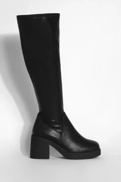 Bottes Hautes Mollet Coupe Large Extensibles À Talon Bloc
