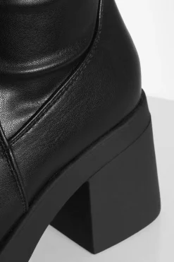 Bottes Hautes Mollet Coupe Large Extensibles À Talon Bloc