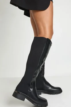 Bottes Hautes à Panneau Élastique et Semelle Épaisse
