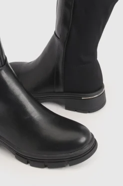 Bottes Hautes à Panneau Élastique et Semelle Épaisse