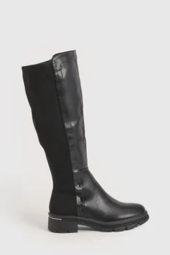 Bottes Hautes à Panneau Élastique et Semelle Épaisse