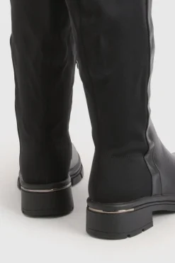 Bottes Hautes à Panneau Élastique et Semelle Épaisse