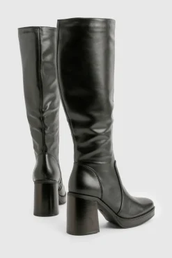 Bottes Hautes À Plateforme Et Talon Bloc