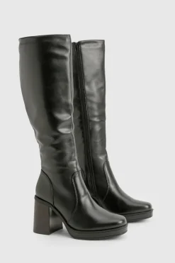 Bottes Hautes À Plateforme Et Talon Bloc