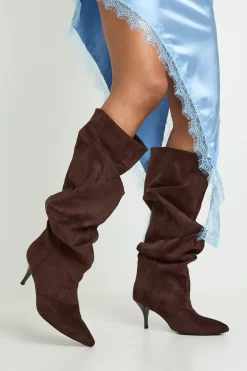 boohoo Bottes Hautes Slouchy À Colonne< Looks Chocolat|Bottes