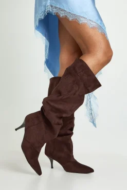 boohoo Bottes Hautes Slouchy À Colonne< Looks Chocolat|Bottes
