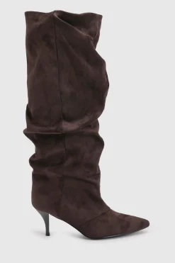 boohoo Bottes Hautes Slouchy À Colonne< Looks Chocolat|Bottes