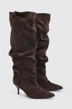 boohoo Bottes Hautes Slouchy À Colonne< Looks Chocolat|Bottes