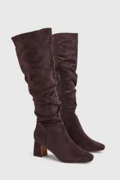 Bottes Hautes Slouchy À Talon Bloc Bas En Synthétique