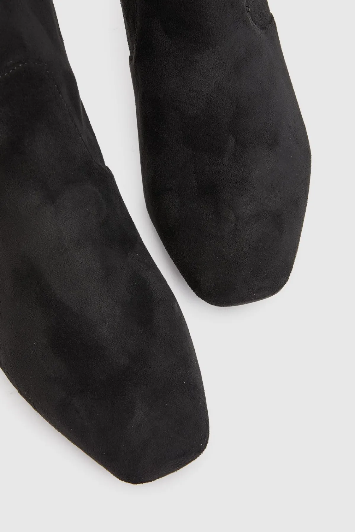 boohoo Bottes Hautes Stretch À Talon Bloc Bas En Synthétique< Bottes|Bottes En Daim