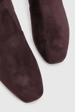 boohoo Bottes Hautes Stretch À Talon Bloc Bas En Synthétique< Bottes|Bottes En Daim