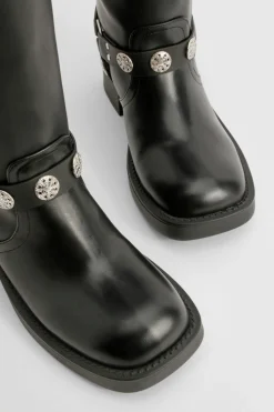 boohoo Bottes hautes style western avec détails de boucle< Bottes|Bottes Hautes