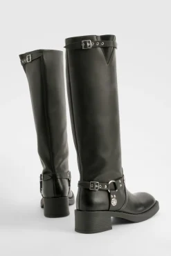 boohoo Bottes hautes style western avec détails de boucle< Bottes|Bottes Hautes
