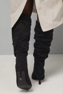 Wallis Bottes Hautes à Talon Aiguille Hibiscus Coupe Large en synthétique Froncé< Bottes|Bottes En Daim