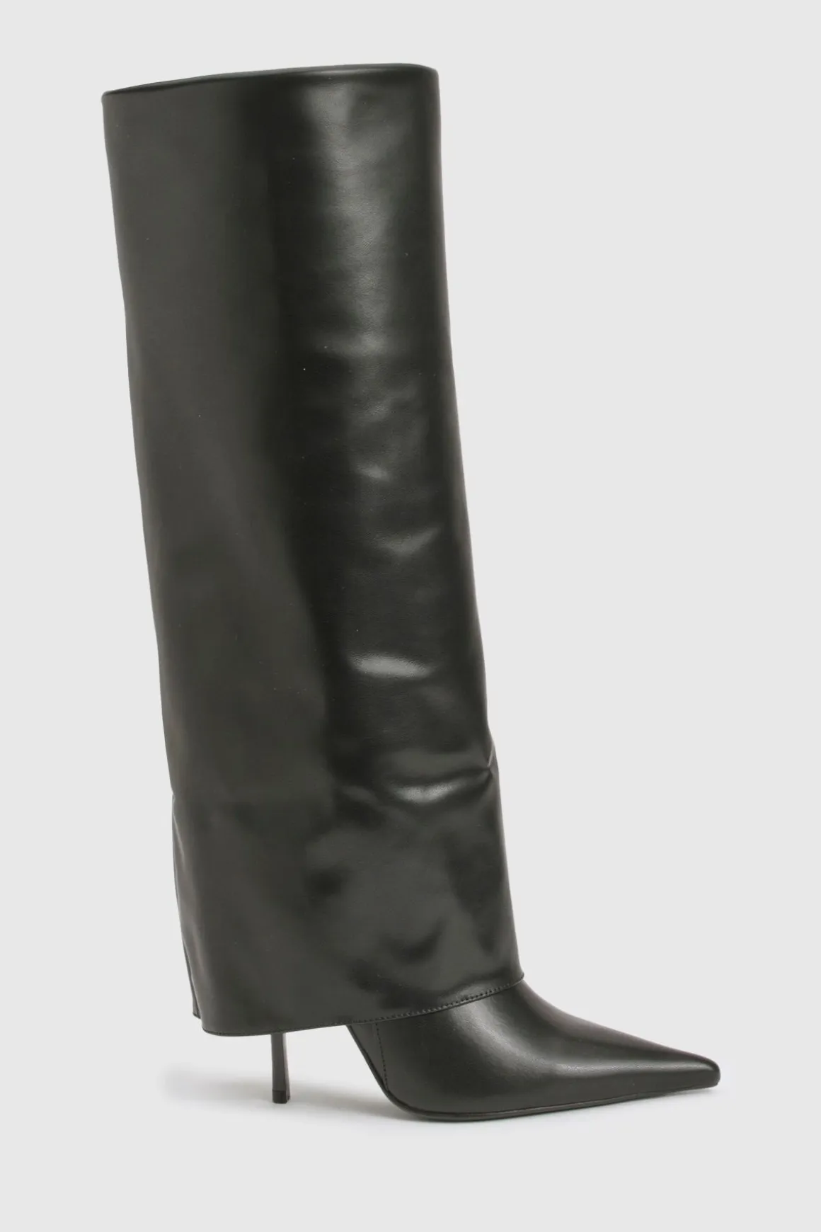 Bottes Hautes à Talon Aiguille Bout Pointu avec Revers