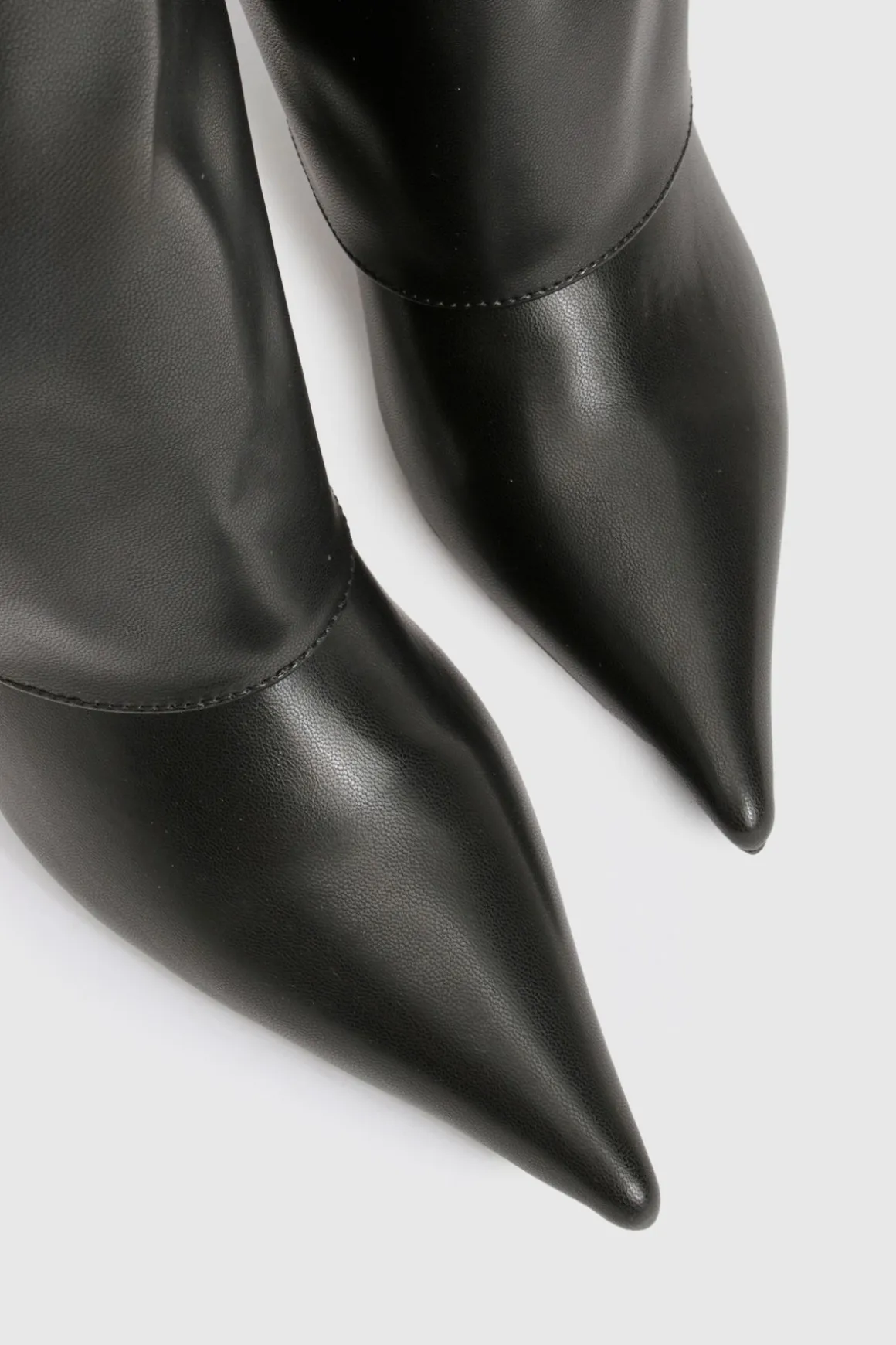 Bottes Hautes à Talon Aiguille Bout Pointu avec Revers