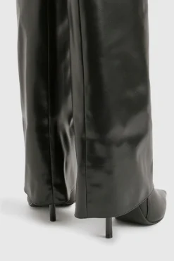 Bottes Hautes à Talon Aiguille Bout Pointu avec Revers