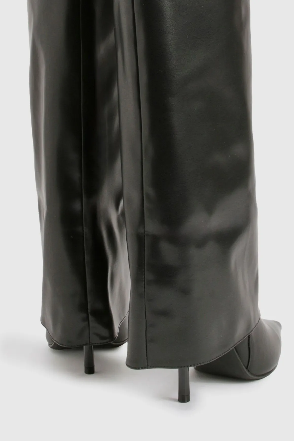 Bottes Hautes à Talon Aiguille Bout Pointu avec Revers