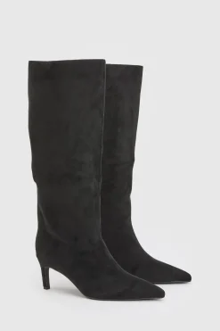 Bottes Hautes À Talon Aiguille Mi-haut Coupe Large