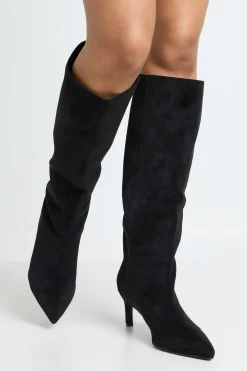 Bottes Hautes À Talon Aiguille Mi-haut Coupe Large