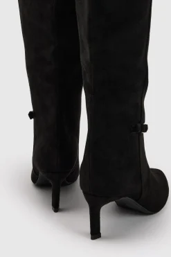 Bottes Hautes À Talon Bas Colonne En Synthétique Coupe Large Avec Détail Boucle