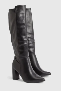 Bottes Hautes à Talon Bloc Coupe Large