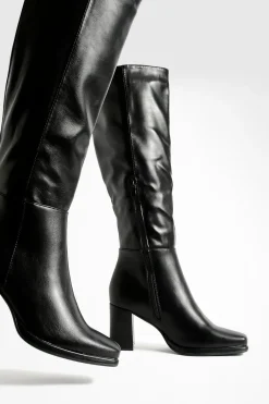 Bottes Hautes À Talon Bloc Coupe Large