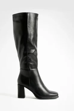 Bottes Hautes À Talon Bloc Coupe Large