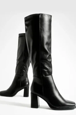Bottes Hautes À Talon Bloc Coupe Large